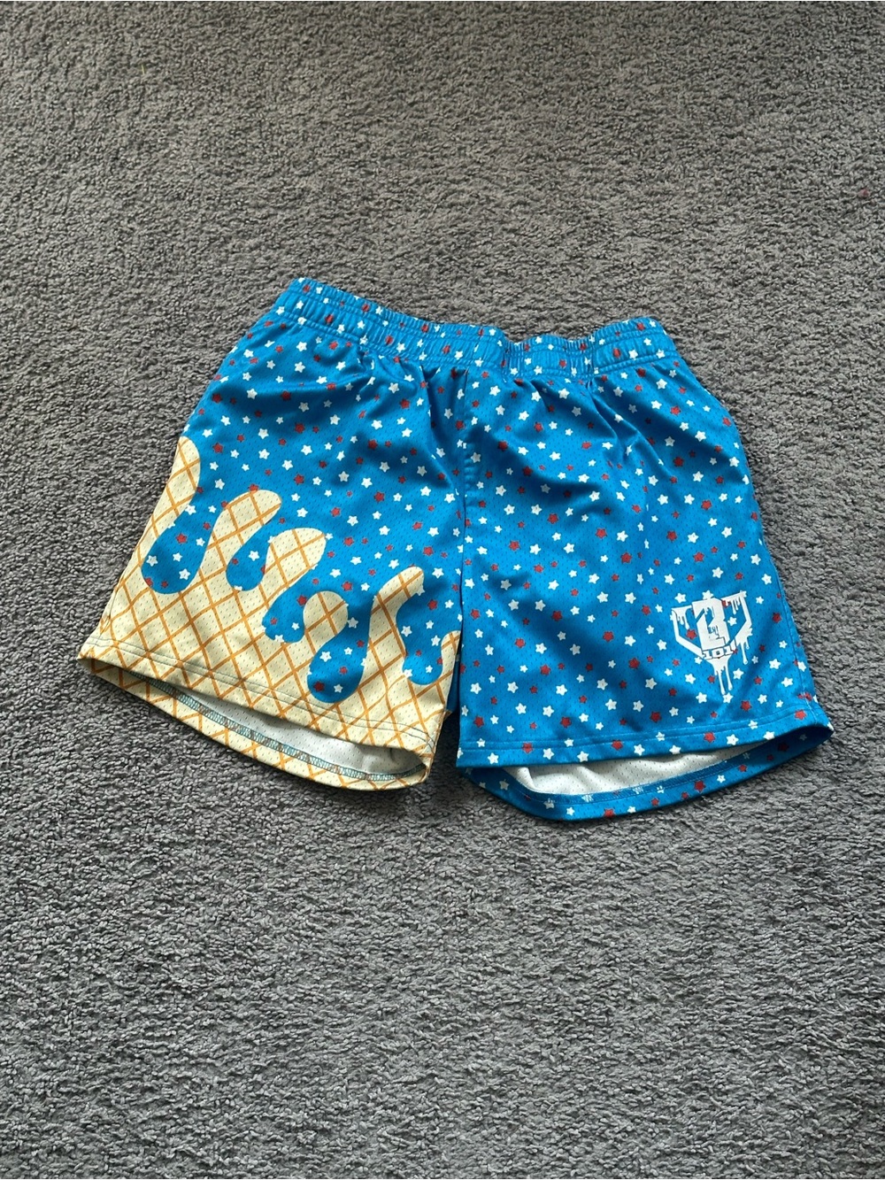 BL101 Baseball Lifestyle 101 Men's Blue Graphic Mesh Shorts Drawstring Size M